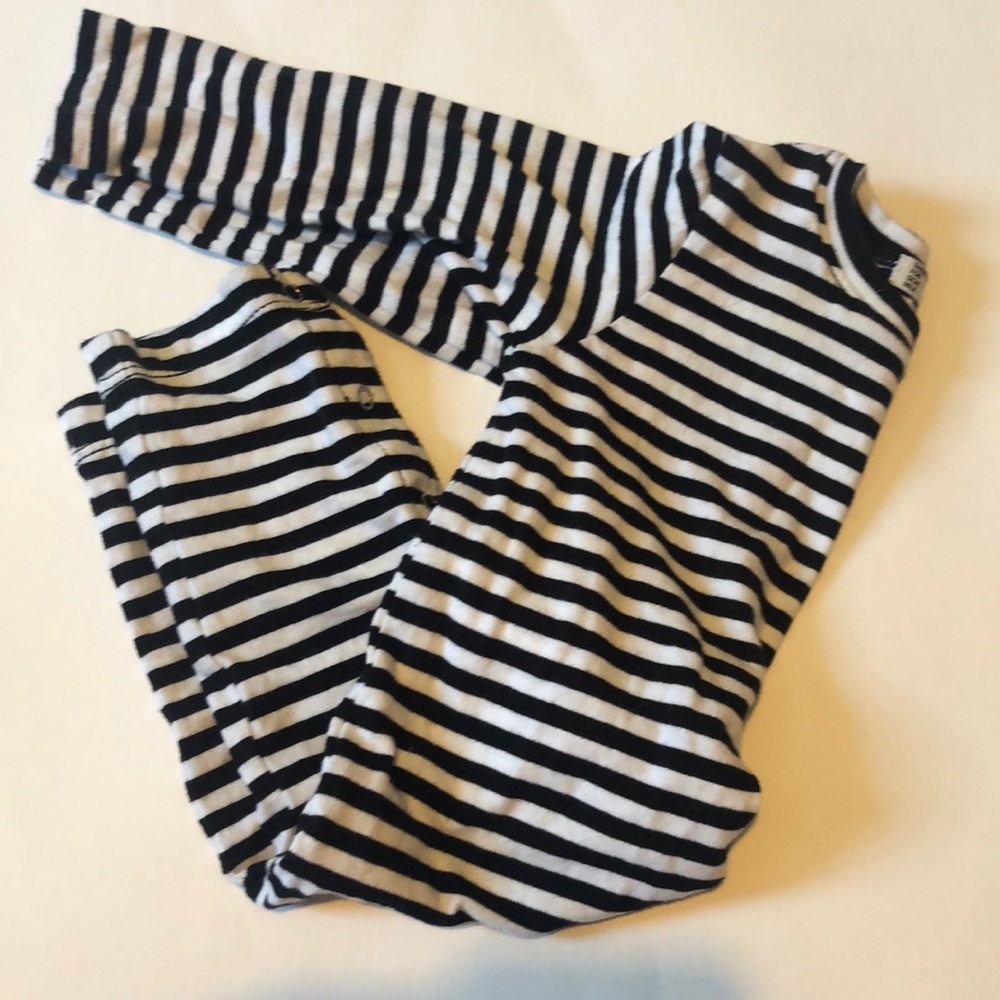 Goat Milk striped Black and White Romper EUC